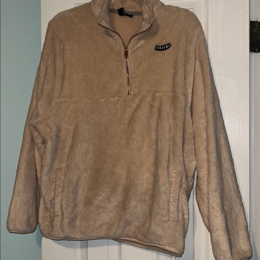 Volcom Pale Pink/tan Fleece Pullover Size L